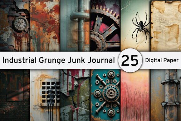 Download Vintage Industrial Grunge Digital Papers - Vintage Collection
