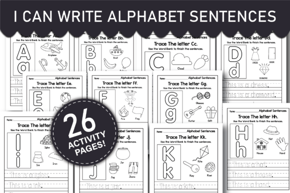 Download I Can Write Alphabet Sentences Worksheet - Write Collection
